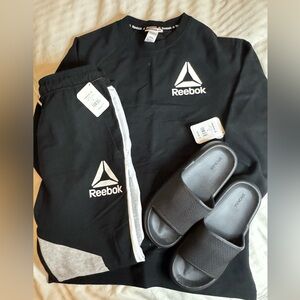 Reebok Black and Gray Lounge Set with Sandals - All New
